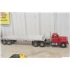 Image 1 : Smith-Miller Mack B Semi with Flat Deck Trailer, Pressed Steel and Die-Cast, 35" Long
