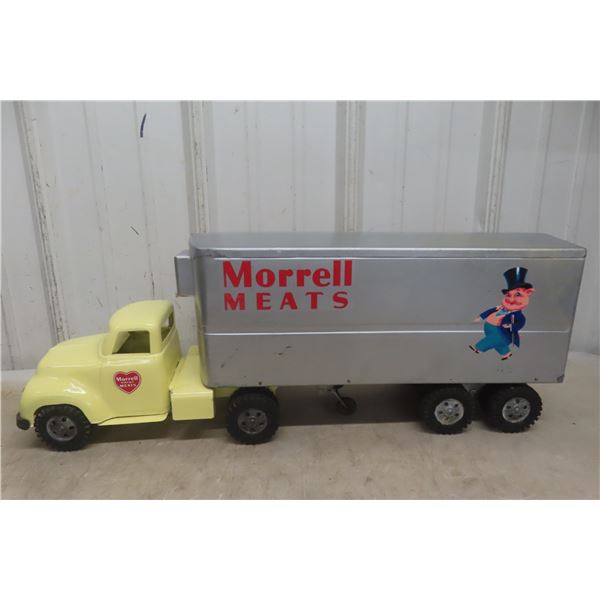 Tonka Truck and Trailer Morell Meats Pressed Steel 1950s 23 1/2" Long