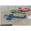 Image 2 : Three Boat Trailers Pressed Metal, Two Tandem and One Single Axle With One Plastic Boat Marked Budd