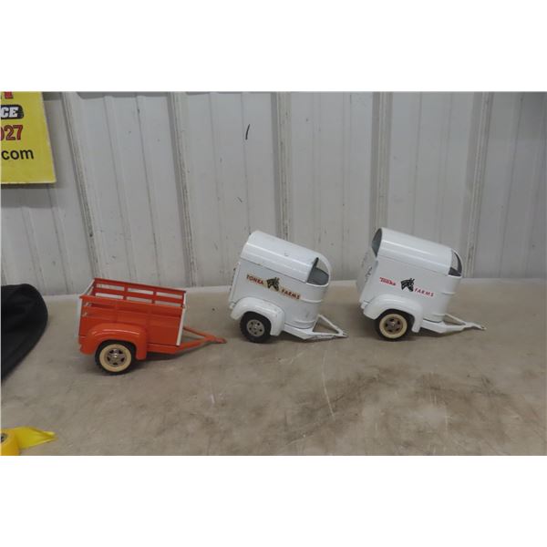 Three Tonka Trailers Pressed Steel
