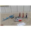 Image 1 : Three Die Cast Gas Pumps, Pressed Metal Boat Trailer