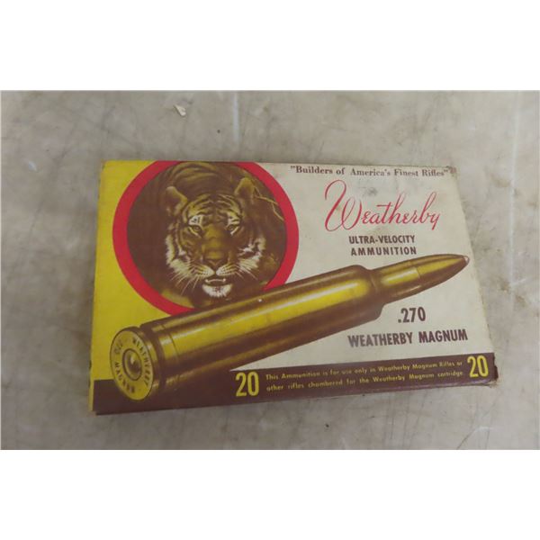 20 Rounds .270 Weatherby Magnum Ammunition, Vintage Box