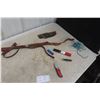 Image 1 : Leather Gun Strap, Elk Call, and Pocket Knife, and More