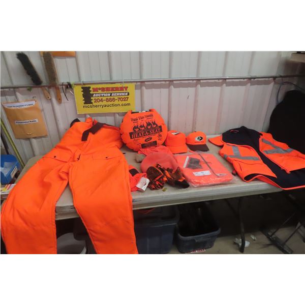 XL Hunting Vest, XL Single Net Coverall, XL Hat, and Gloves