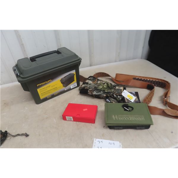 Ammo Box, 2 Ammo Belts, Tackle Box, and More