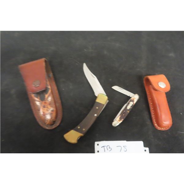 2 Knives with Sheaths: 1 Buck, 1 Uncle Henry