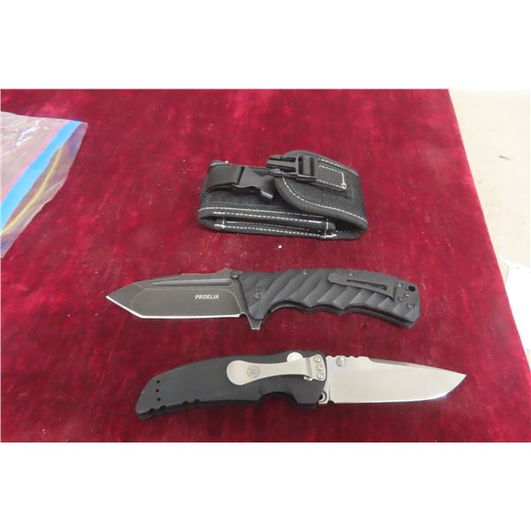 Hogue Elishewitz Folding Knife 8" and Proelia Folding Knife 8½" — With Sheath