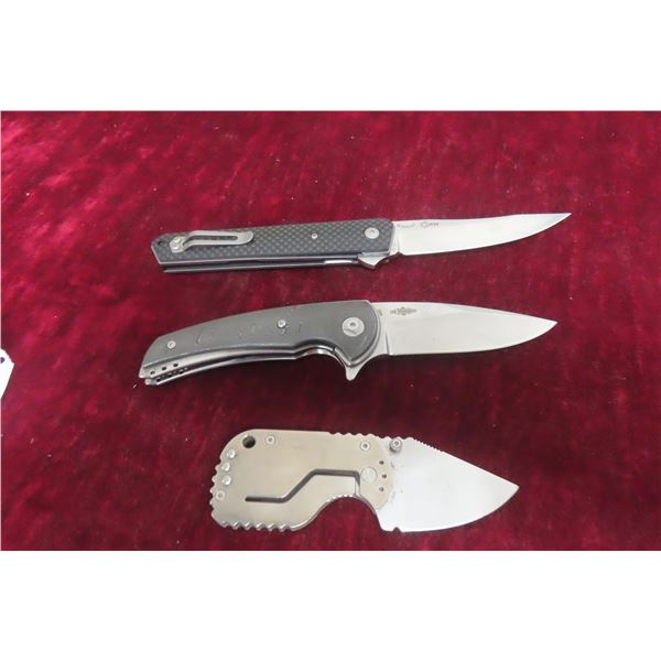 Burnley VG-10 Folding Knife 8½", Les Voornes 084 Folding Knife 7½" and 440-C Folding Knife 4½"