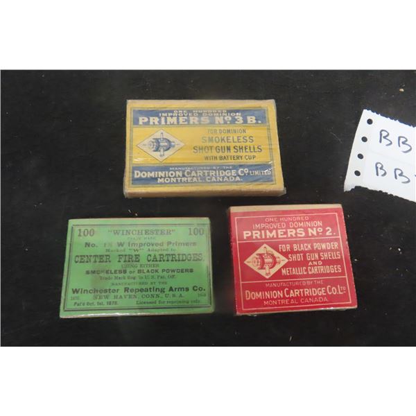 Winchester No. 1½ Primers, Dominion #2 and #3 – All in Pouches