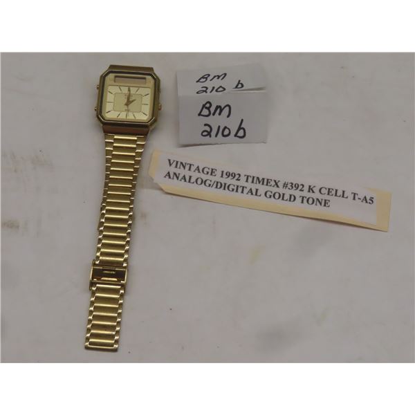 Men's Vintage 1992 Timex #392 K Cell T-A5 Analog/Digital Watch, Gold Tone