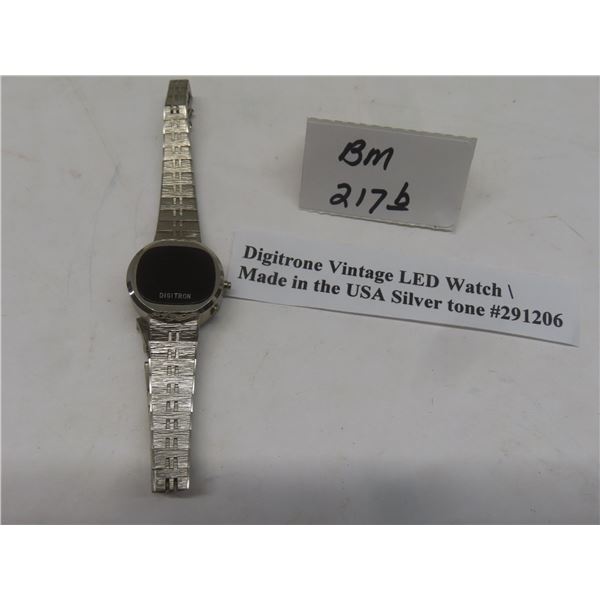 Digitrone Vintage LED Watch, Made in the USA, Silver Tone, #291206
