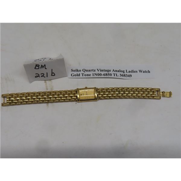 Seiko Quartz Vintage Analog Ladies Watch, Gold Tone, Model 1N00-6850, TL 368349