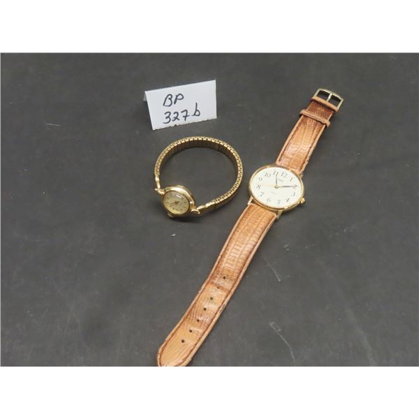 2 Women's Watches: 1 Timex Peach, 1 Vintage Wind-Up (1960s)
