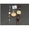 Image 1 : 1 Marcus Pocket Quartz Watch (Hunting Scene), 1 Orvis Watch (Cracked Crystal), 1 Armitron Women's W