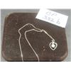 Image 1 : Silver Chain and Pendant, 18" with Small Heart and Pearl, 2.9g
