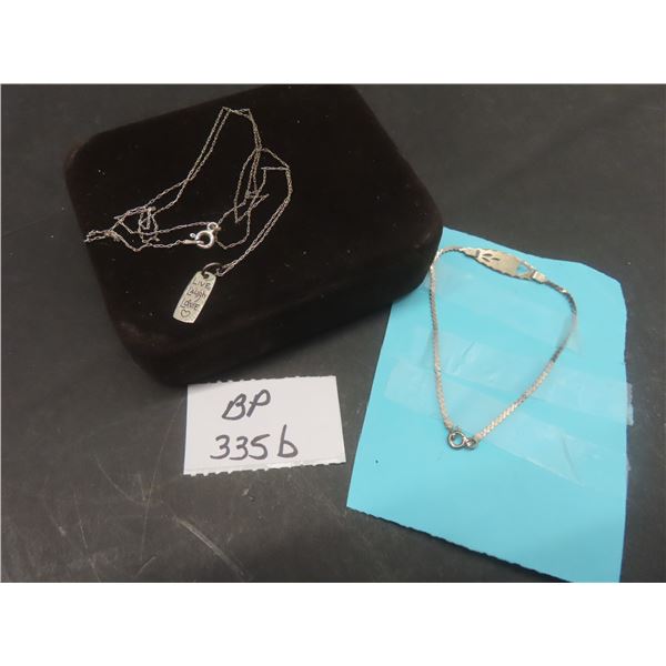 2 Pieces: 925 Chain 22" with Pendant 1.21g & Sterling Bracelet 1.76g