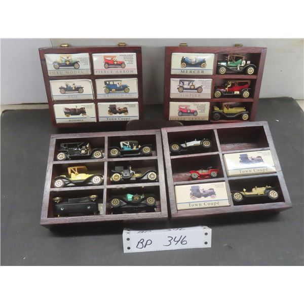 23 Vintage Miniature Cars in 4 Hanging Cases