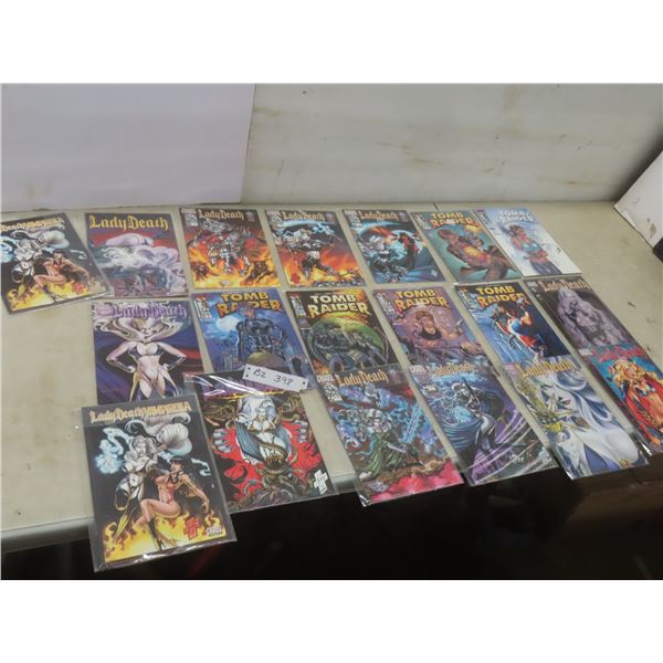 19 Comics: 13 Lady Death and 6 Tomb Raider