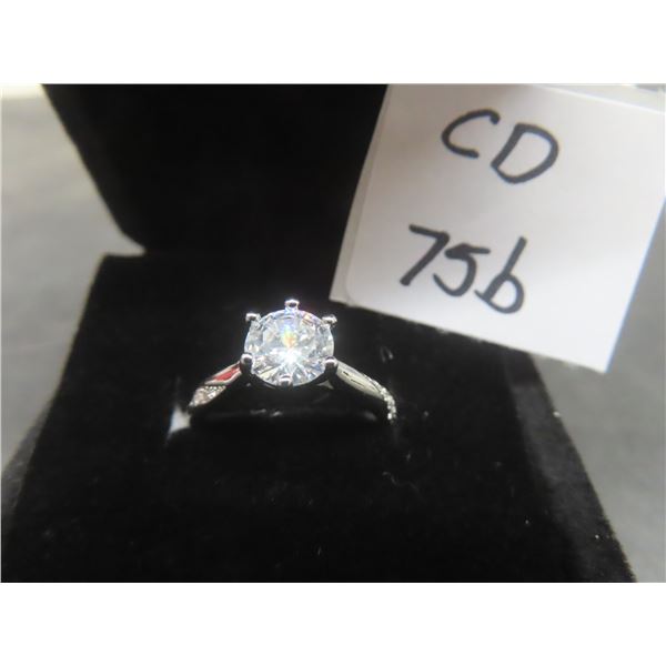 New Platinum Plated 1.0ct Simulated Diamond (CZ) Chanel Ring, Resizeable