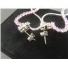 Image 3 : New Platinum Plated 1.0ct Emerald Cut Pink Simulated Diamond (CZ) Heart Dangle Earrings