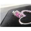 Image 4 : New Platinum Plated 1.0ct Emerald Cut Pink Simulated Diamond (CZ) Heart Dangle Earrings