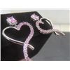 Image 7 : New Platinum Plated 1.0ct Emerald Cut Pink Simulated Diamond (CZ) Heart Dangle Earrings
