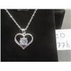 Image 1 : New Platinum Plated 1.0ct Simulated Diamond (CZ) Heart Necklace, Adjustable 16-18" Long