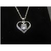 Image 5 : New Platinum Plated 1.0ct Simulated Diamond (CZ) Heart Necklace, Adjustable 16-18" Long