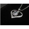Image 7 : New Platinum Plated 1.0ct Simulated Diamond (CZ) Heart Necklace, Adjustable 16-18" Long