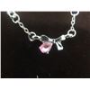 Image 3 : New Platinum Plated Pear Cut Pink Simulated Diamond (CZ) Bracelet, Adjustable 7-8.5" Long