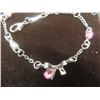 Image 5 : New Platinum Plated Pear Cut Pink Simulated Diamond (CZ) Bracelet, Adjustable 7-8.5" Long