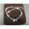 Image 6 : New Platinum Plated Pear Cut Pink Simulated Diamond (CZ) Bracelet, Adjustable 7-8.5" Long