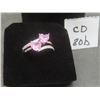 Image 1 : New Platinum Plated 1.0 tcw Heart Cut Pink Simulated Diamond (CZ) Chanel Ring, Size 7