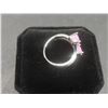 Image 2 : New Platinum Plated 1.0 tcw Heart Cut Pink Simulated Diamond (CZ) Chanel Ring, Size 7