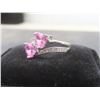 Image 3 : New Platinum Plated 1.0 tcw Heart Cut Pink Simulated Diamond (CZ) Chanel Ring, Size 7
