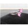 Image 4 : New Platinum Plated 1.0 tcw Heart Cut Pink Simulated Diamond (CZ) Chanel Ring, Size 7