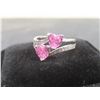 Image 5 : New Platinum Plated 1.0 tcw Heart Cut Pink Simulated Diamond (CZ) Chanel Ring, Size 7