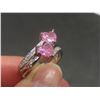 Image 6 : New Platinum Plated 1.0 tcw Heart Cut Pink Simulated Diamond (CZ) Chanel Ring, Size 7
