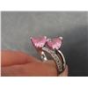Image 7 : New Platinum Plated 1.0 tcw Heart Cut Pink Simulated Diamond (CZ) Chanel Ring, Size 7