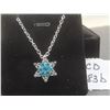 Image 1 : New Platinum Plated 20.0mm Blue Simulated Diamond (CZ) Snowflake Necklace, Chain 18" Long