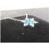 Image 6 : New Platinum Plated 20.0mm Blue Simulated Diamond (CZ) Snowflake Necklace, Chain 18" Long