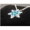 Image 7 : New Platinum Plated 20.0mm Blue Simulated Diamond (CZ) Snowflake Necklace, Chain 18" Long