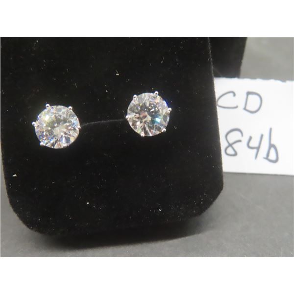 New Platinum Plated 2.0ct Each Simulated Diamond (CZ) Stud Earrings