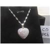 Image 1 : New Platinum Plated Simulated Diamond (CZ) Heart Cluster Necklace with Synthetic Pearl, Adjustable