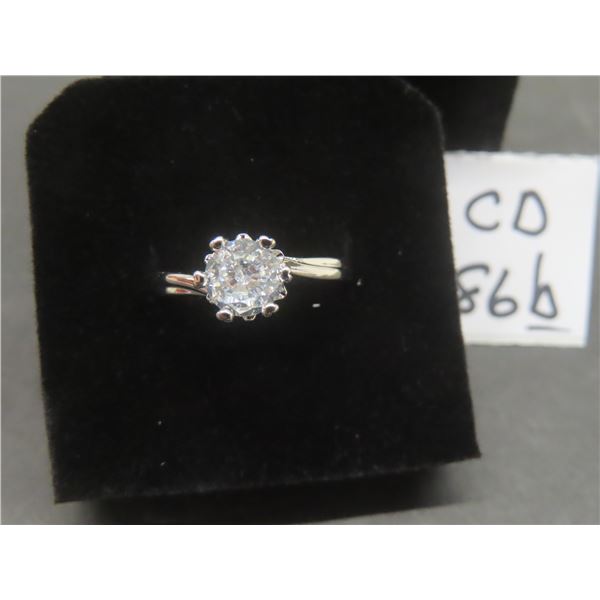New Platinum Plated 1.0ct Simulated Diamond (CZ) Solitaire Ring, Resizeable