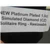 Image 9 : New Platinum Plated 1.0ct Simulated Diamond (CZ) Solitaire Ring, Resizeable