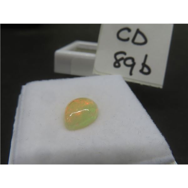 2.4ct Natural White Fire Opal, Pear Cabochon Cut, 8.9 x 12.0mm