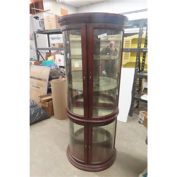 Curio Curved Shelving Unit with Lighting 76" x 15" x 33"