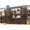 Image 1 : Entertainment Stand with 2 Towers, Center Cabinet, Lighting, and Shelving "