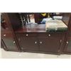 Image 3 : Entertainment Stand with 2 Towers, Center Cabinet, Lighting, and Shelving "